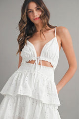 Iris Lace Ruffle Mini Dress