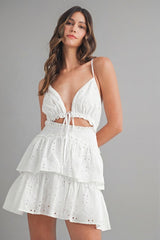 Iris Lace Ruffle Mini Dress