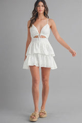 Iris Lace Ruffle Mini Dress