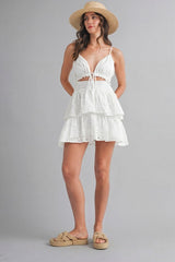 Iris Lace Ruffle Mini Dress