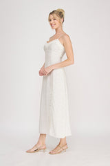 Empire White Dot Maxi Dress