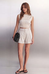 Dressy Cuffed Pleated Trouser Shorts