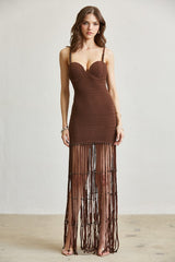 Beaded Fringe Maxi Dress