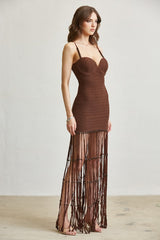 Beaded Fringe Maxi Dress