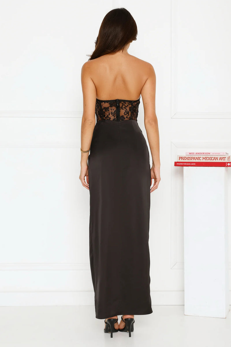 Claire Strapless Satin Maxi dress