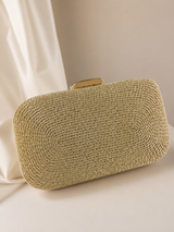 Metallic Gold Raffia Clutch Bag