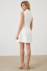 Tailored Shawl Collar Button Front Mini Dress