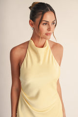 Silken Drape Halter Mini Dress