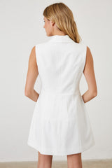 Tailored Shawl Collar Button Front Mini Dress