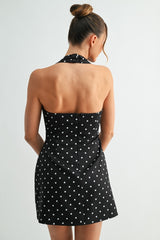 Monroe Polka Dot Halter Mini Dress