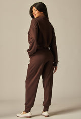 Double Soft Cropped Zip-Up Jacket & Cuff Pant Set