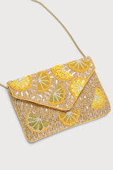 Lemon Beaded Clutch