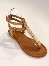 Gilded Leaf T-Strap Flat Sandals