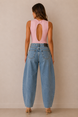 Elizabeth Button Barrel Jeans