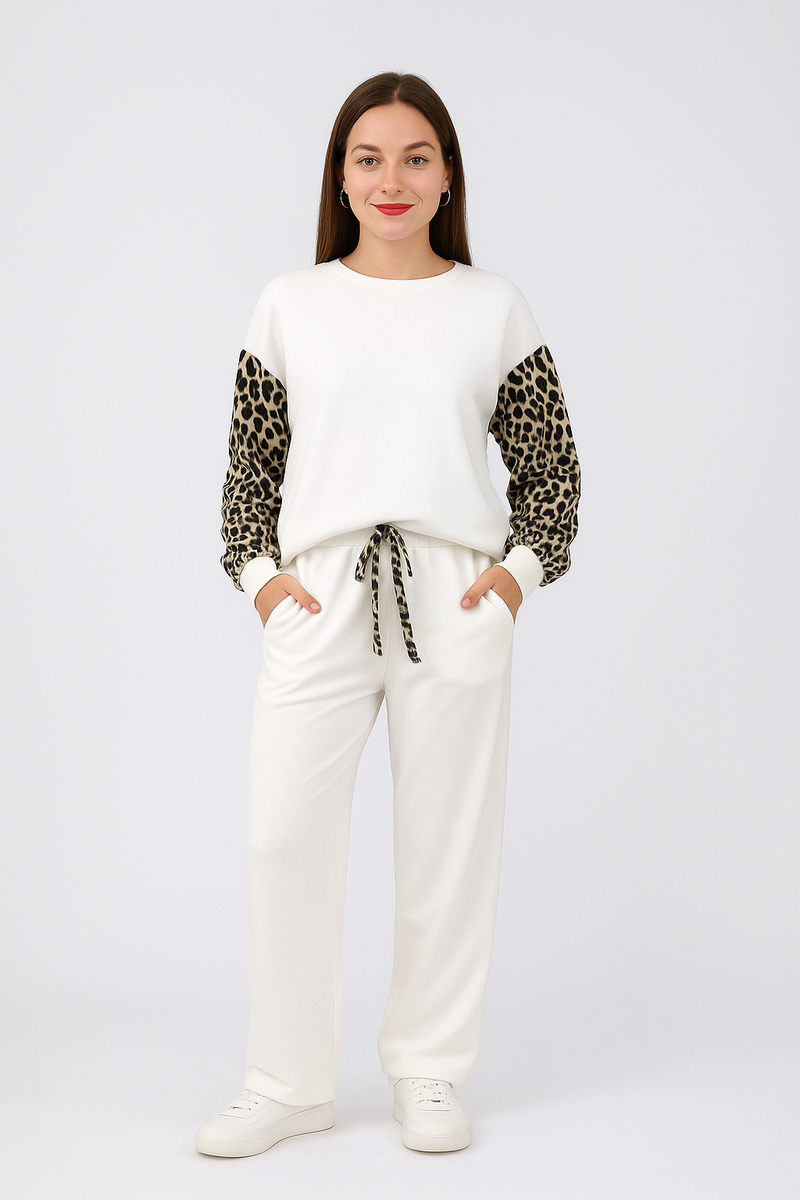 Sleeved Leopard Pant Set