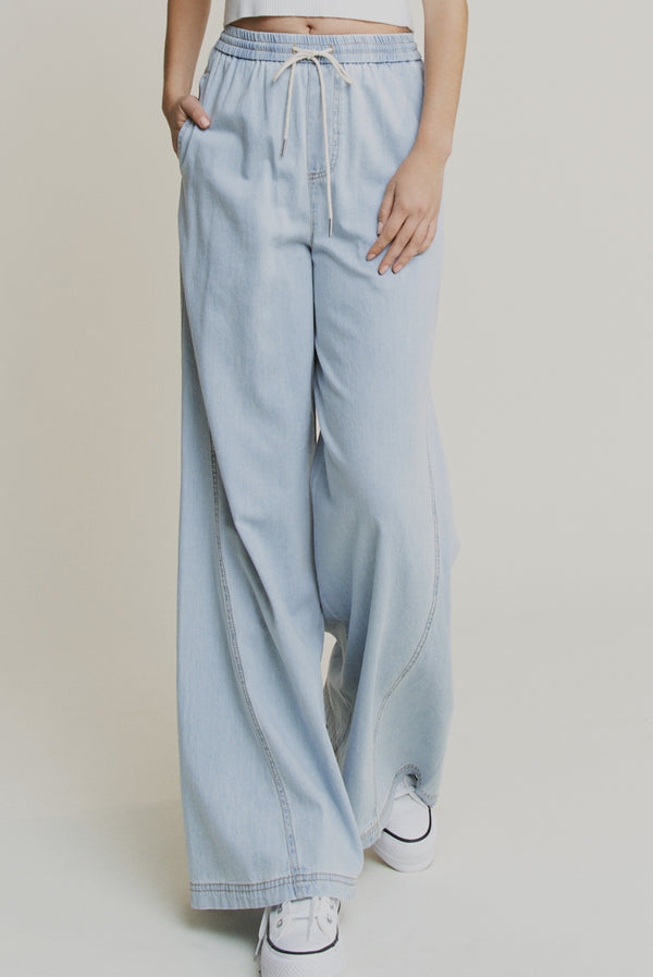 Ultra Soft Denim Wide Leg Pants