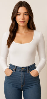 Round ScoopNeck Long Sleeve Bodysuit