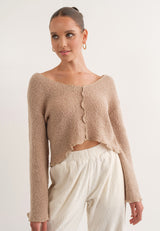Isabella V Neck Boucle Knit Sweater Top