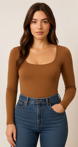 Round ScoopNeck Long Sleeve Bodysuit
