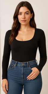 Round ScoopNeck Long Sleeve Bodysuit