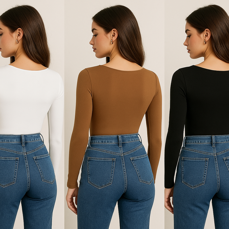 Round ScoopNeck Long Sleeve Bodysuit