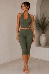 Olive Capri Pant Set