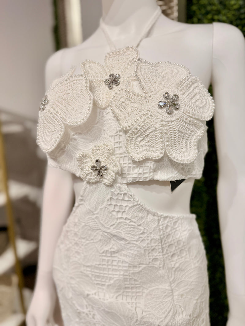 Elsa Flower Embroidered Maxi Dress