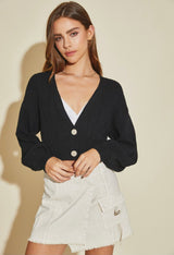 Lilly Cropped V Neck Cardigan