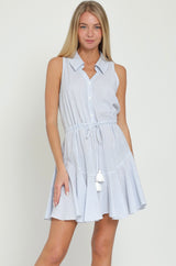 Lea Sleeveless Button Down Tied Mini Dress