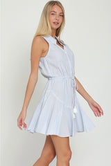 Lea Sleeveless Button Down Tied Mini Dress