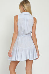 Lea Sleeveless Button Down Tied Mini Dress