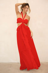 Rosette Cut-Out Maxi Dress