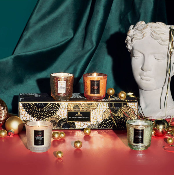Velvet Holiday 4 Pedestal Candle Gift Set