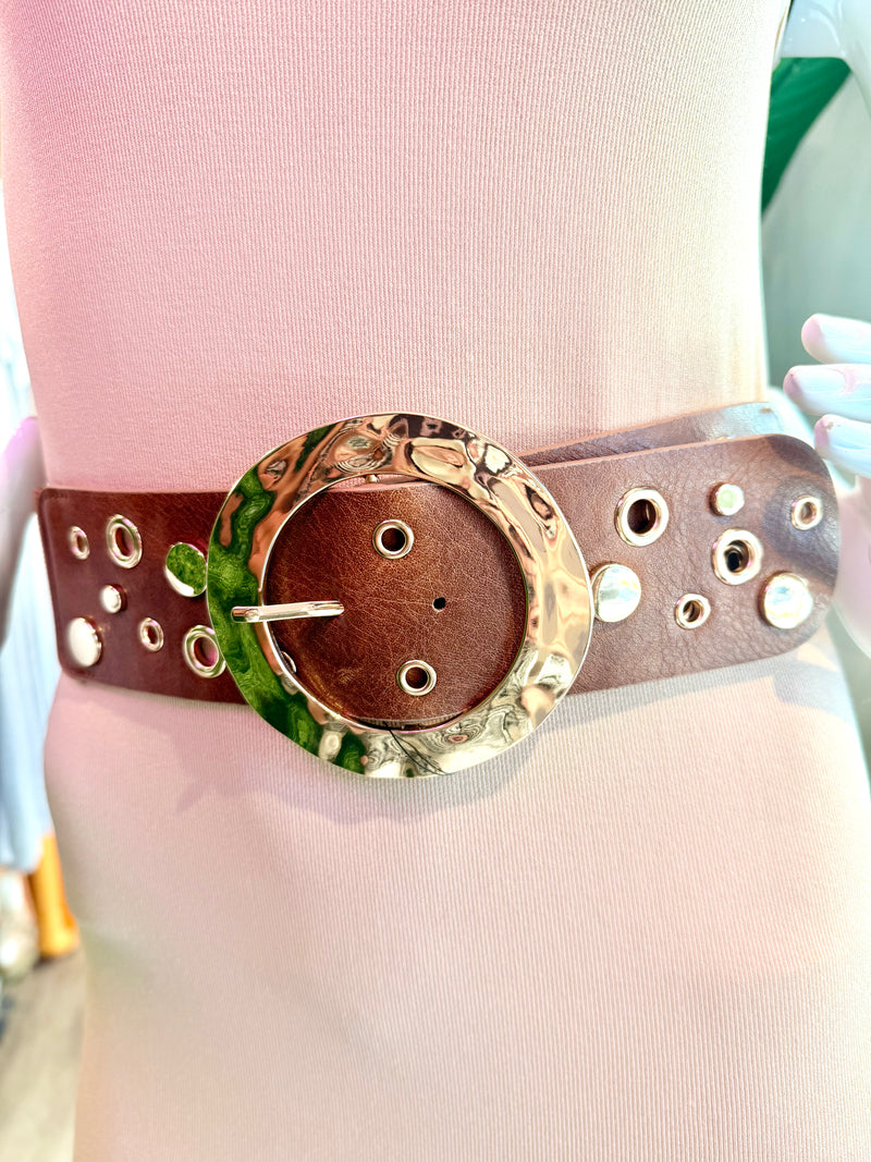 Round Buckle Elastic Belt