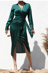 Larisa Long Sleeve Wrap Midi Dress