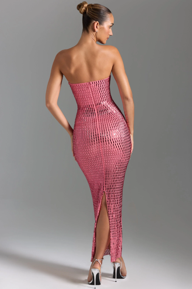 Rose Rhinestone Maxi Dress