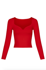 Heart Neck Long Sleeve Top