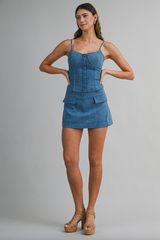 Anna Denim Corset Skirt Set