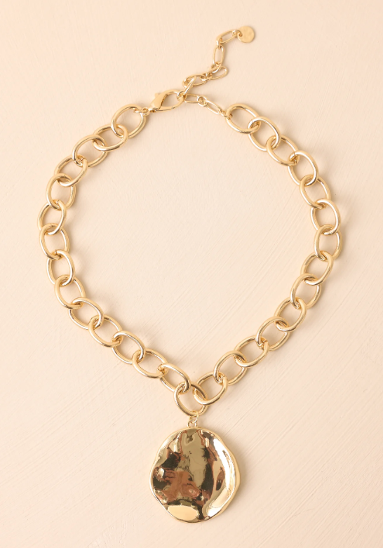 Chunky Gold Pendant Necklace