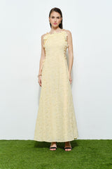 Romantic Floral Eyelet Maxi Dress