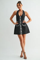 Monroe Polka Dot Halter Mini Dress