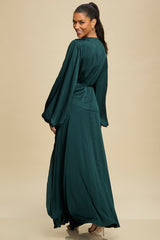 Emerald Satin Maxi Dress