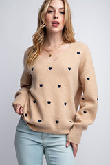 Embroidery Heart Sweater