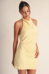 Silken Drape Halter Mini Dress