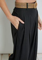 Waist Belted Wide Leg Pants