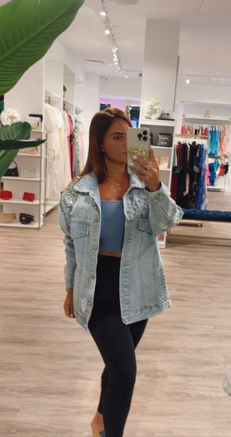 Oversized Denim Stone Jacket