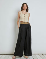 Waist Belted Wide Leg Pants