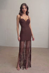 Beaded Fringe Maxi Dress