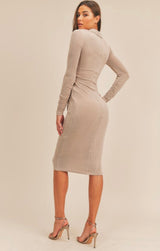 Jen Long Sleeve Front Twist Midi Dress