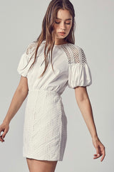 Benni White Lace and Silk Dress